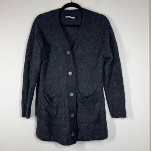 Everlane The Oversized Alpaca Cardigan Sweater Gray Button Up Long Line Small